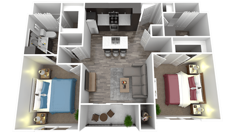 a floor plan of a one bedroom apartment with a bathroom and a bedroom with a bed and